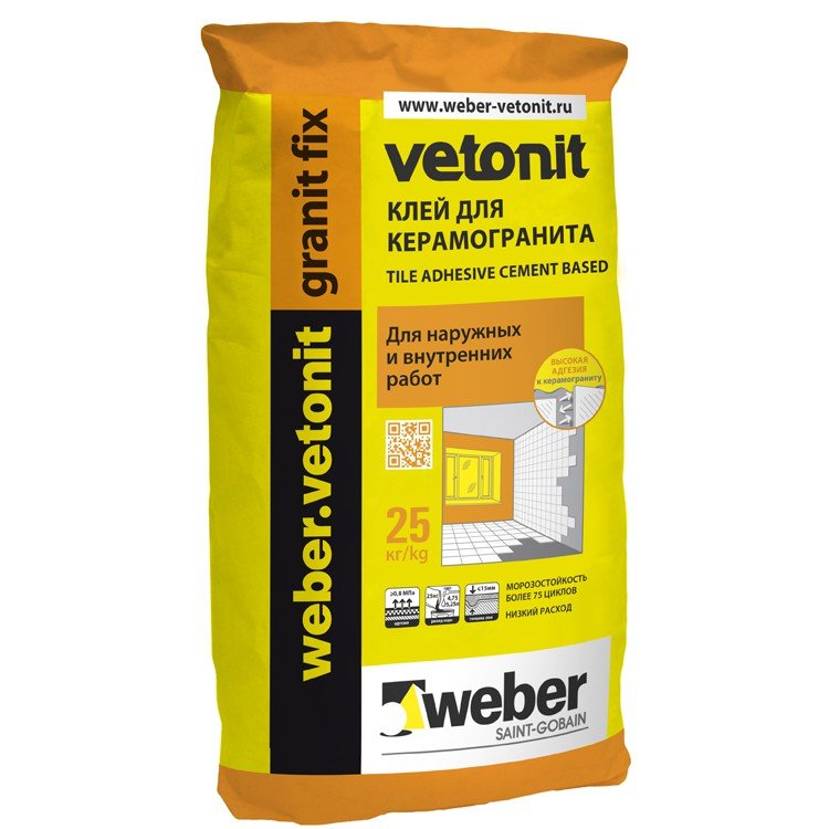 Клей для керамогранита Weber Vetonit Granit Fix 25кг