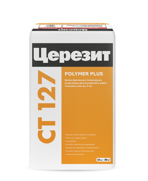 Шпаклёвка Ceresit CT127 ПОЛИМЕРНАЯ для вн работ (25кг/48шт)