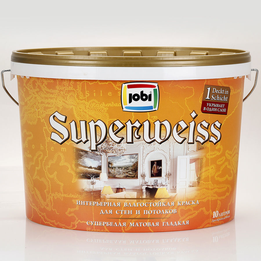 Краска Jobi Superweiss ИНТЕРЬЕРНАЯ С/Б 10л/40шт SANTORINI 4