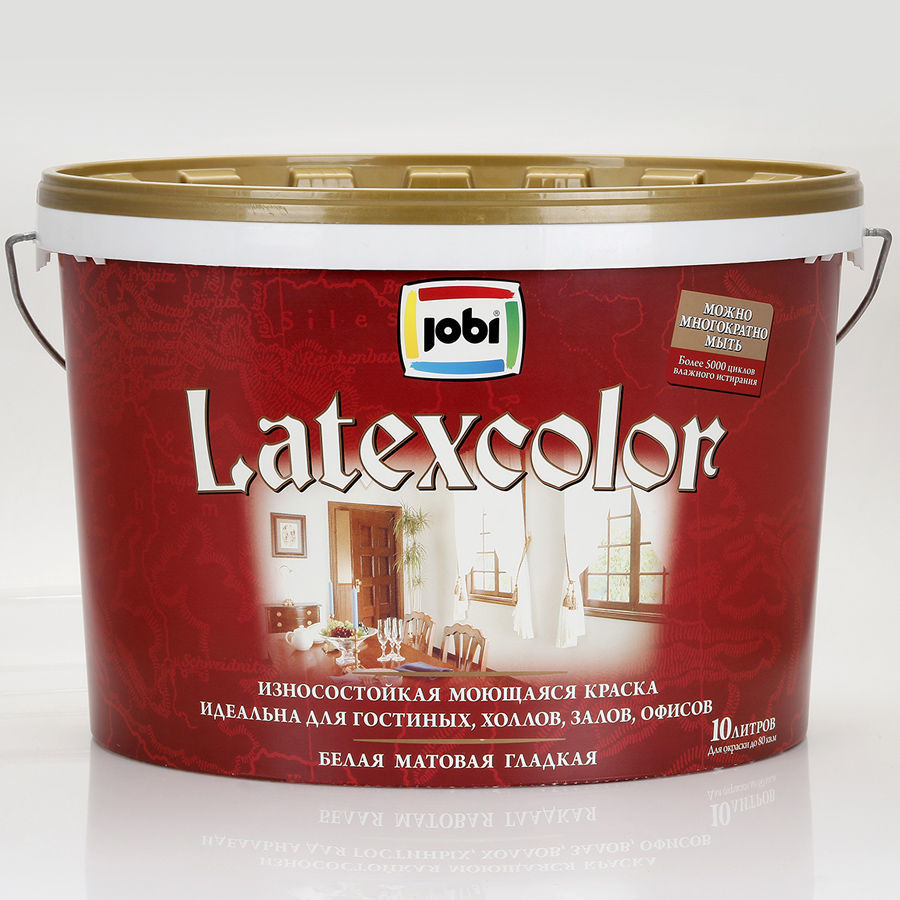 Краска Jobi Latexcolor МОЮЩАЯСЯ ЛАТЕКСНАЯ А7 10л/40шт STROMBOLI 5