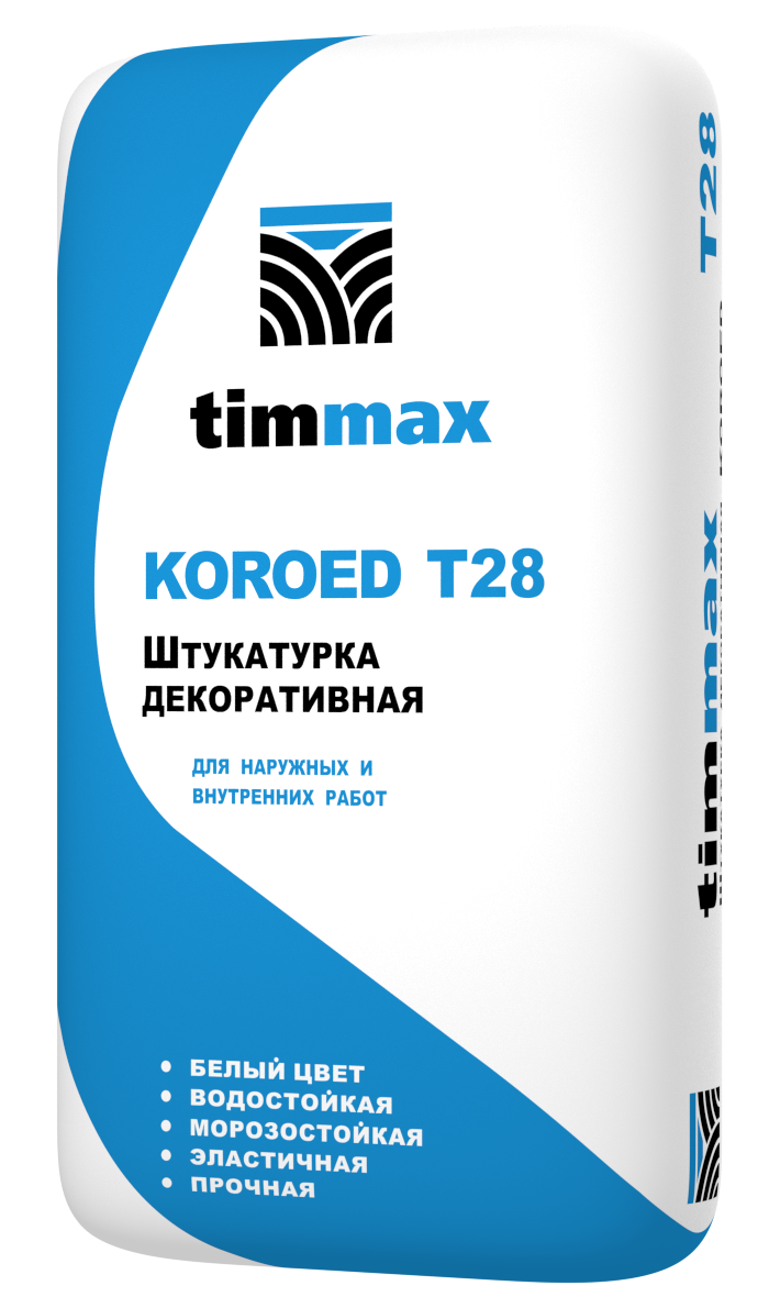 Штукатурка цементная Timmax T28 декоративная КОРОЕД 2,5мм (20кг/51шт/1.020т)