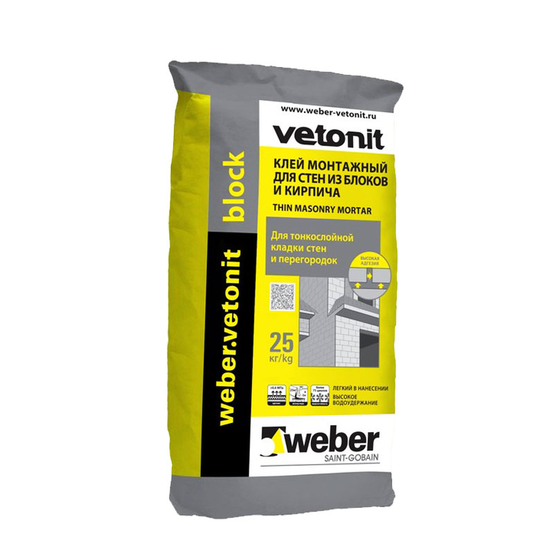 Клей для ячеистых блоков Weber Vetonit Block 25кг