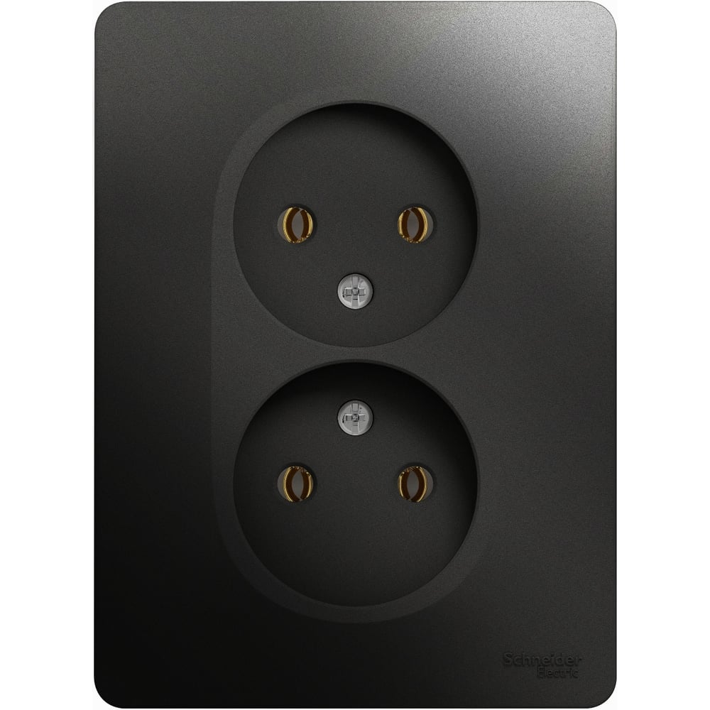 Розетка Systeme Electric Glossa Антрацит 2-ая б/з, 16А в сборе SE GSL000720