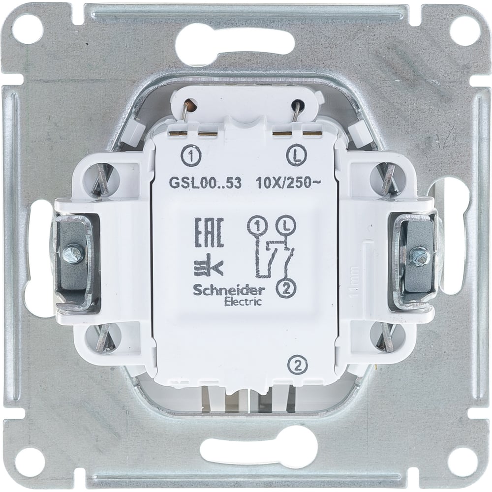 2-клавишный выключатель Systeme Electric (Schneider Electric) GLOSSA с подсветкой, сх.5а, 10АХ, алюминий GSL000353