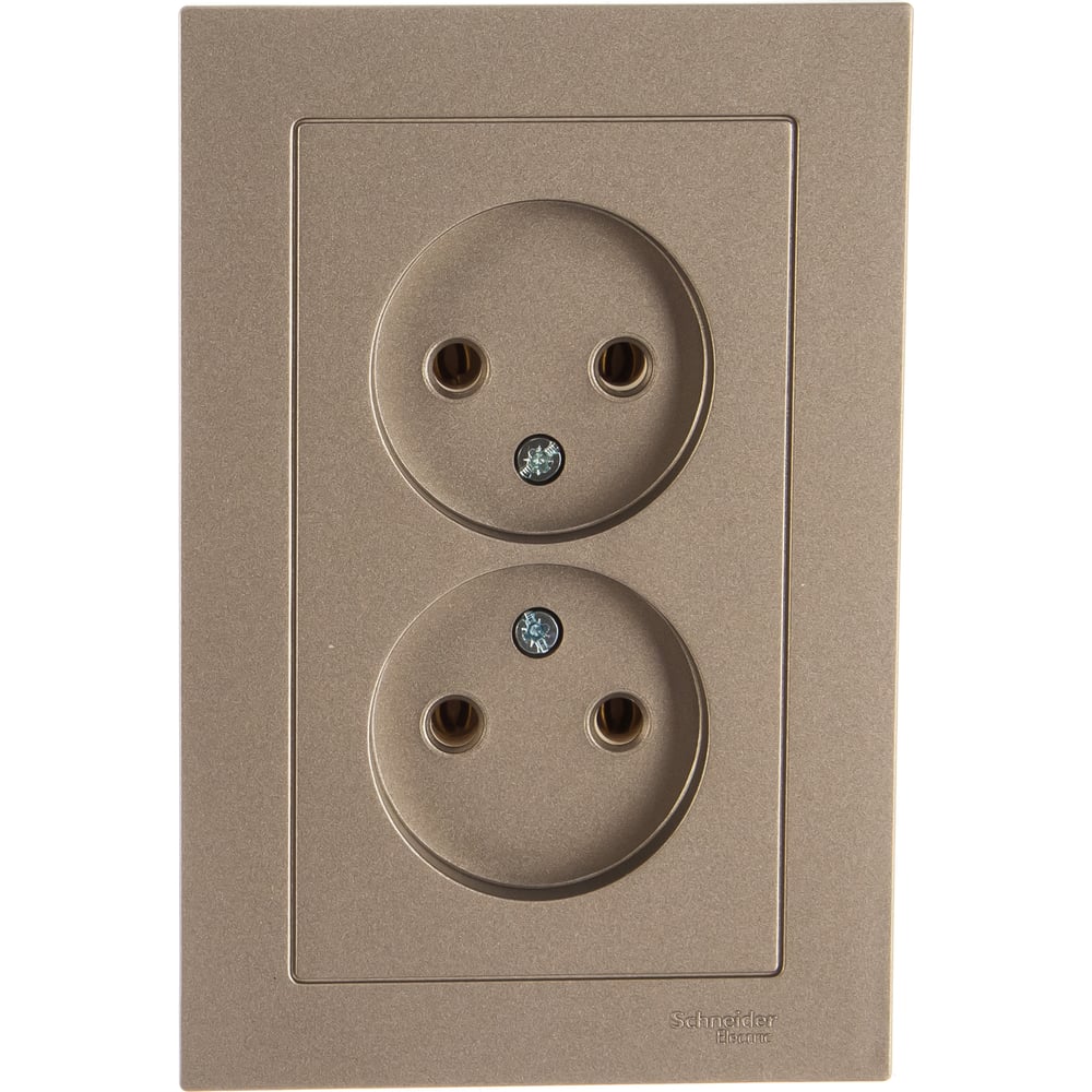 Розетка Systeme Electric 2-м ATLAS DESIGN без заземления, 16А, в сборе, шампань ATN000520 1240315
