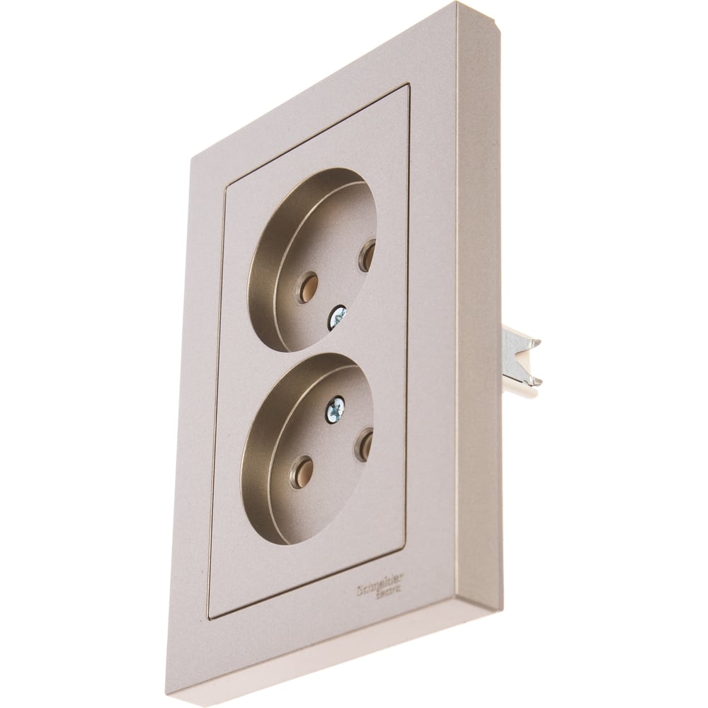 Розетка Systeme Electric 2-м ATLAS DESIGN без заземления, 16А, в сборе, шампань ATN000520 1240315