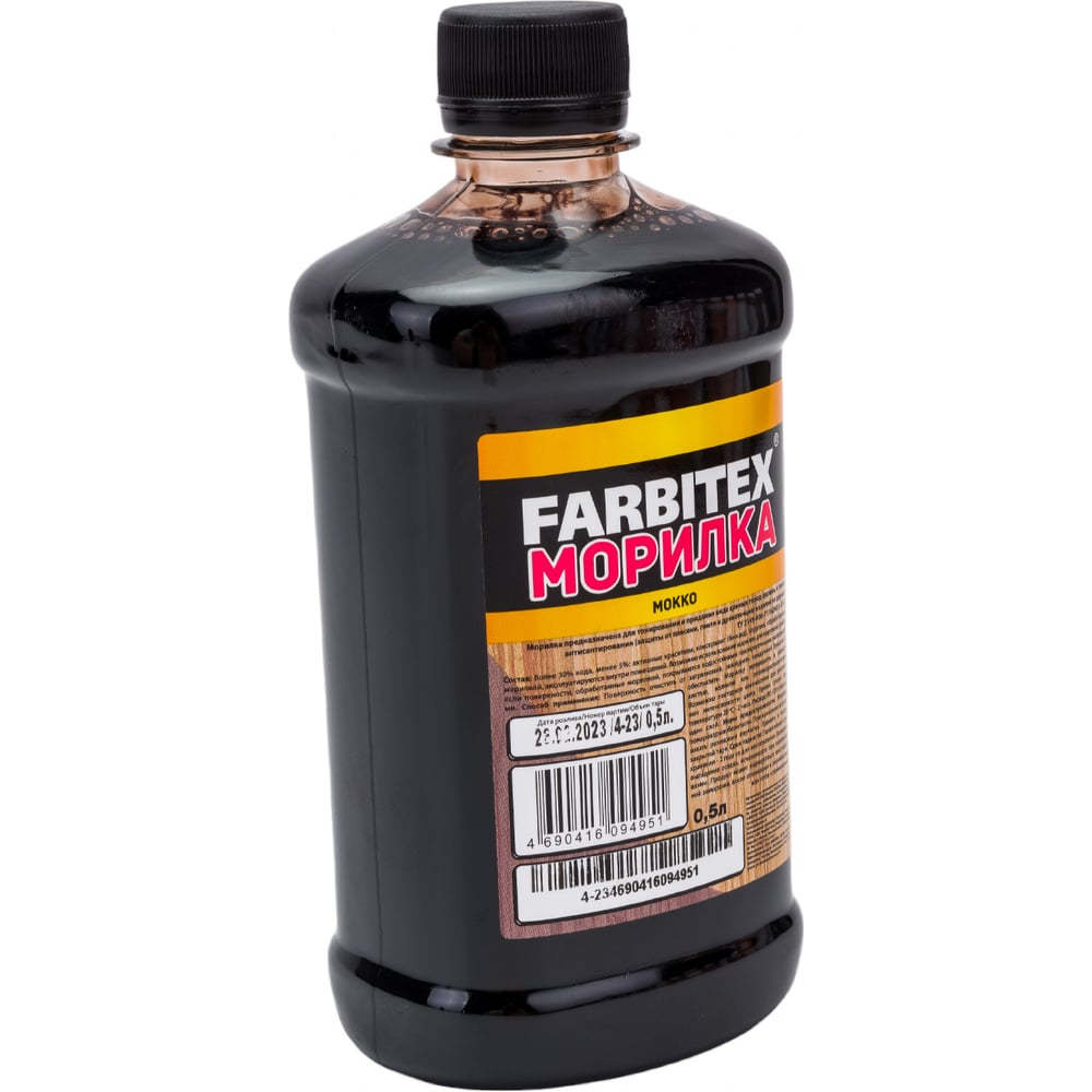 Морилка деревозащитная водная, Мокко (0,5л). FARBITEX