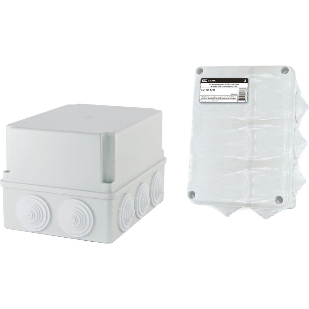Коробка распределительная TDM ELECTRIC 190х140х120мм, крышка, IP44, 10 гермовводов SQ1401-1245