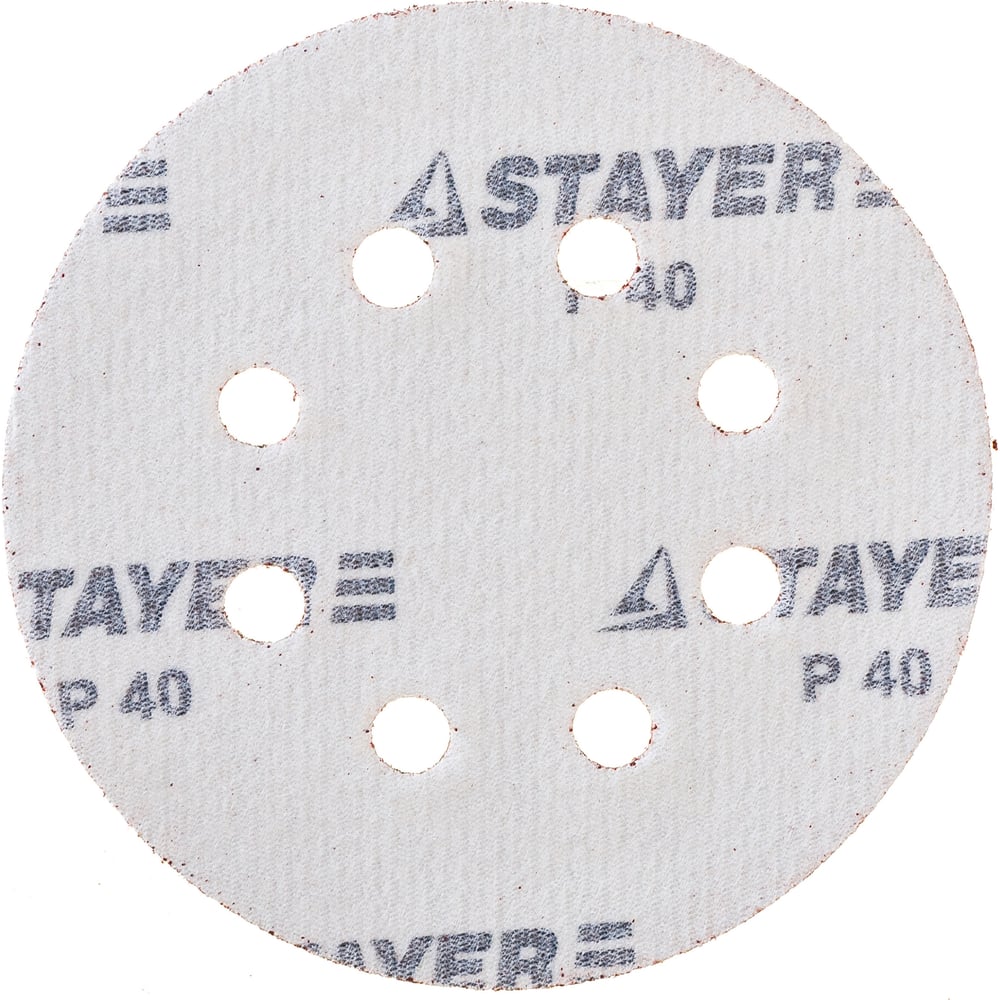 Круг шлифовальный универсальный (125 мм 8 отв. Р40 5 шт.) STAYER 35452-125-040