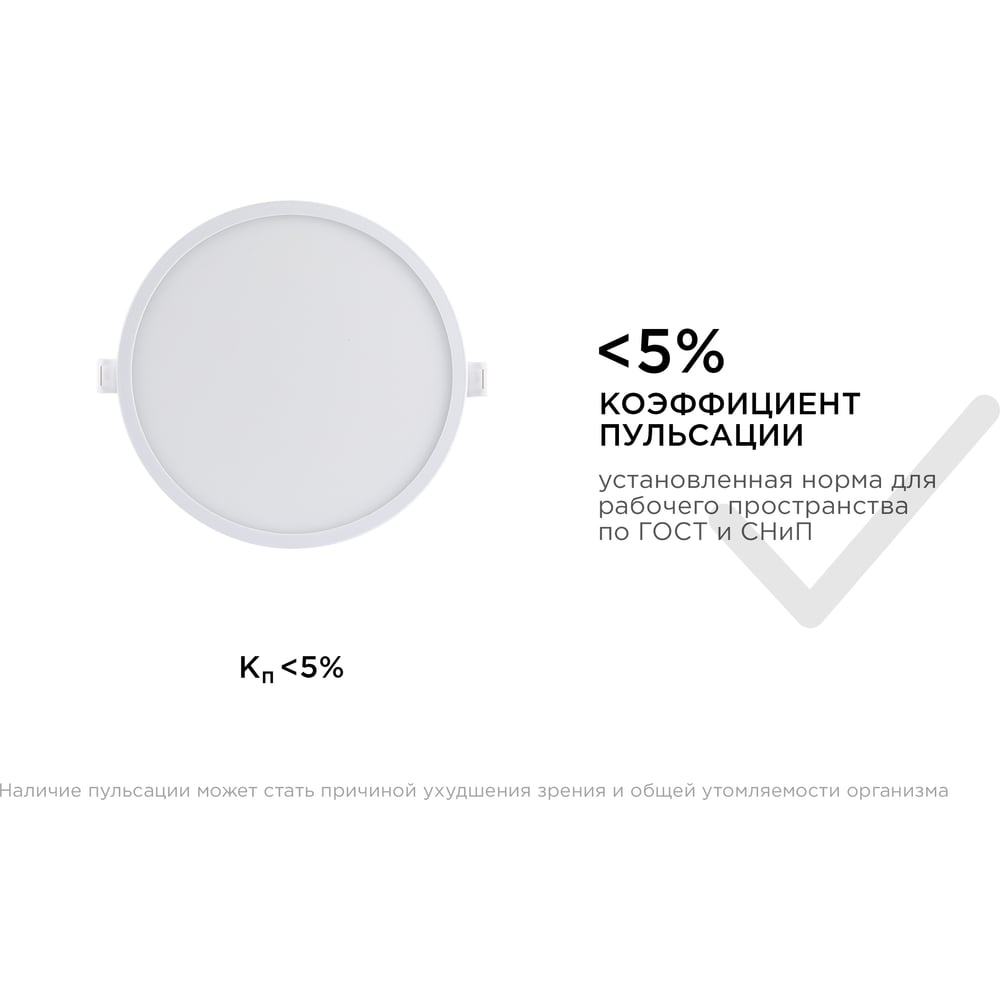 Светодиодная встраиваемая панель APEYRON 220В, 18Вт, CRI:80Ra, 1440Лм, Ф170/155мм, круглая 06-55