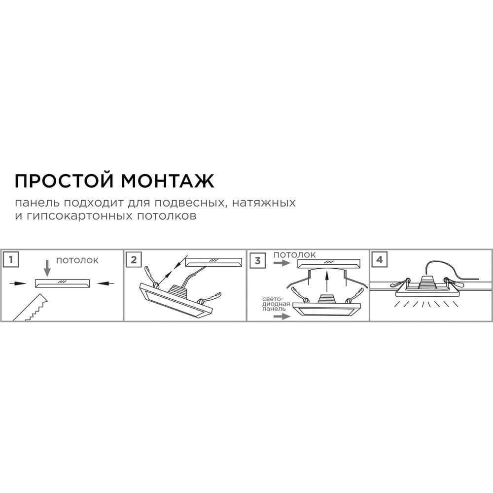 Светодиодная встраиваемая панель Apeyron 220В, 20Вт, CRI:80Ra, 1600Лм, 170x155мм, квадрат 06-60
