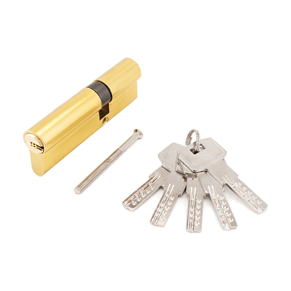 Цилиндровый механизм Стандарт F-01 75(30х10х35) GP, 5 ключей, золото, перф. ключ/ключ 11308