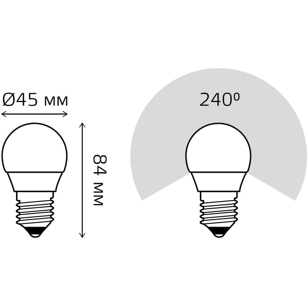 Лампа Gauss LED Шар E27 9.5W 890lm 3000K 105102110
