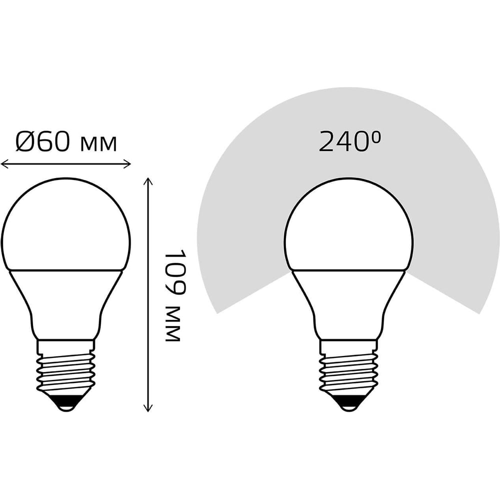 Лампа LED A60 globe 12W E27 3000K Gauss 102502112