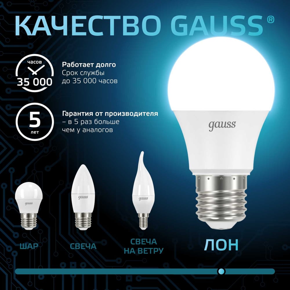 Светодиодная лампа Gauss A60 E27 12W 1200lm 4100K 102502212