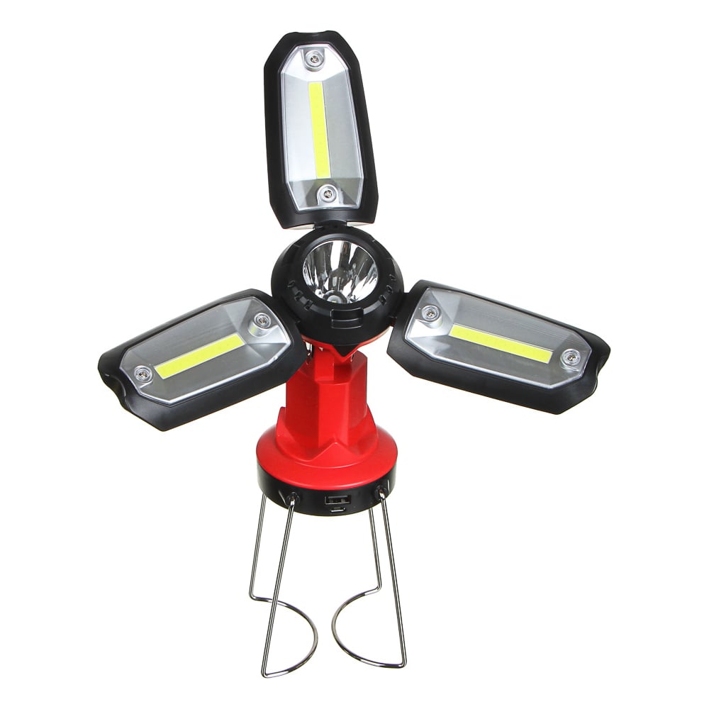Фонарь ЕРМАК светильник, 1 LED, 3 COB, 800мАч, USB, 15х8.5х8.5см, 6 режимов, пластик 225-001