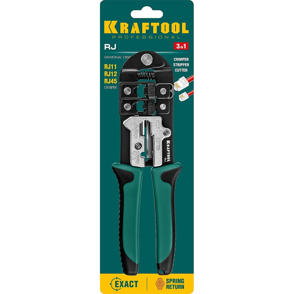 Кримпер KRAFTOOL универсальный, RJ45, RJ11/RJ12 22699