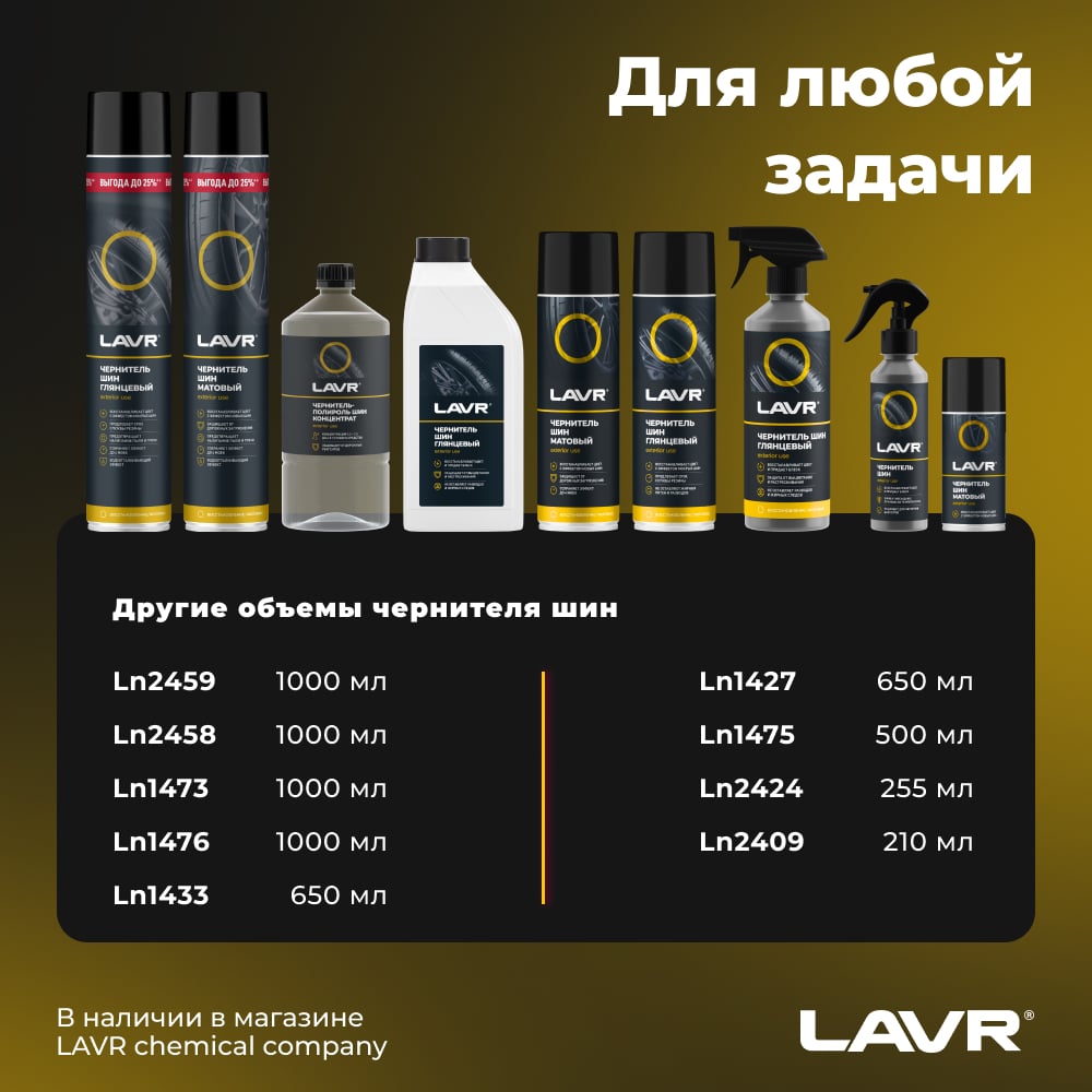 Матовый чернитель шин Lavr 650 мл Ln1433