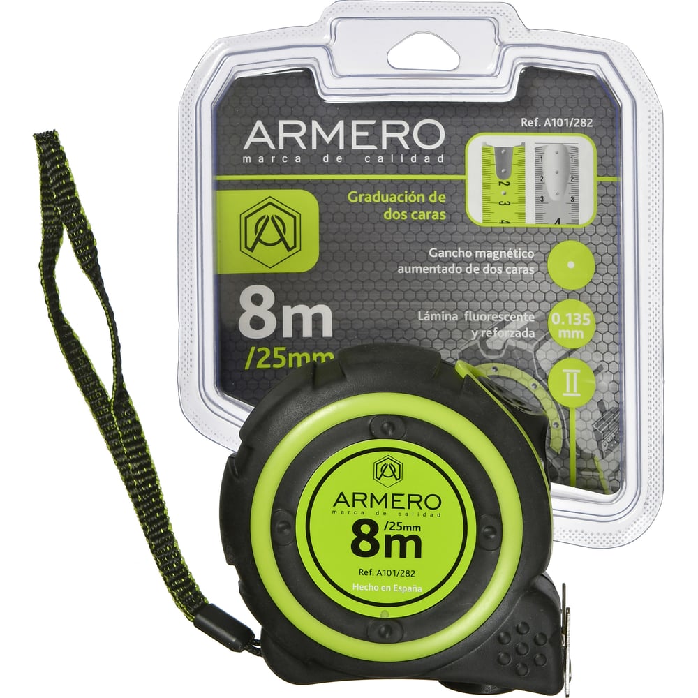 Магнитная нейлоновая рулетка с фиксатором Armero 8м/25мм A101/282