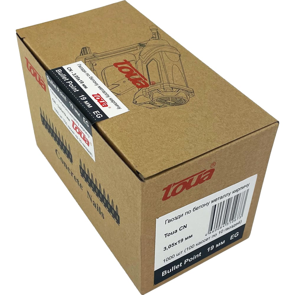 Гвозди по бетону TOUA EG bullet point 3,05х19 мм, 1000 шт. 30519stepEG 30519stepEGBP