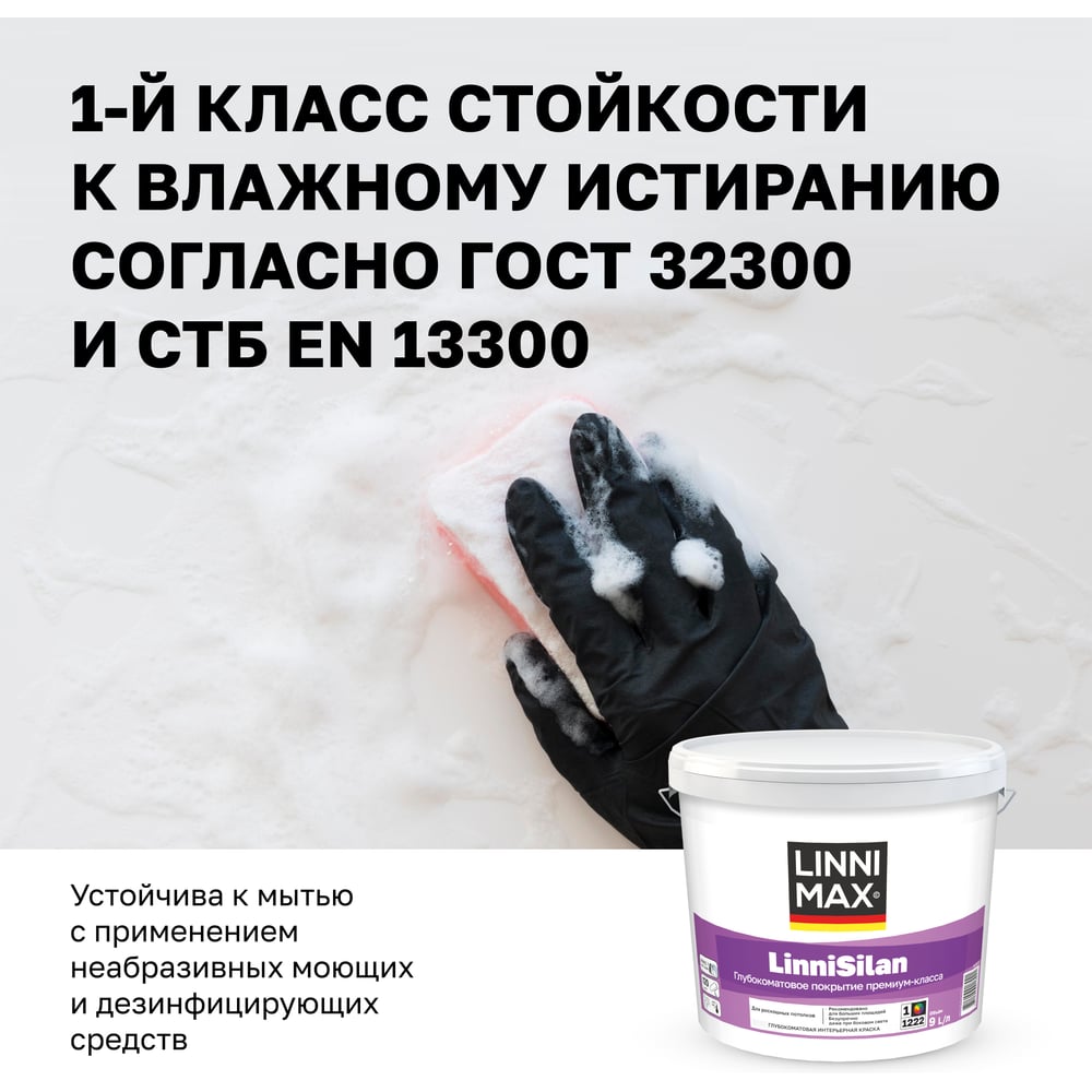 Водно-дисперсионная краска LINNIMAX LinniSilan (Caparol CapaSilan) для внутренних работ база 1 9 л 948105757