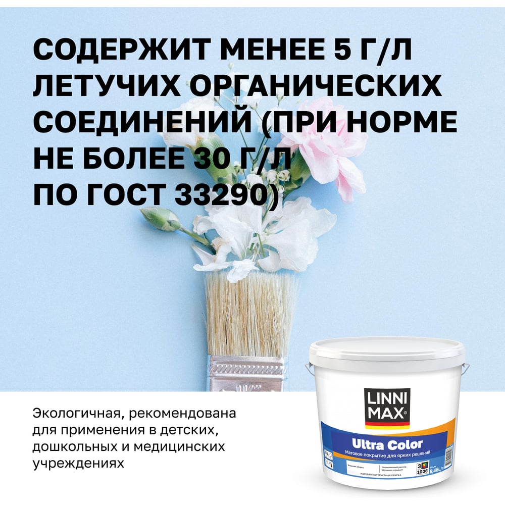 Водно-дисперсионная для внутренних работ краска LINNIMAX Ultra Color База 3 8,46 л 948105625