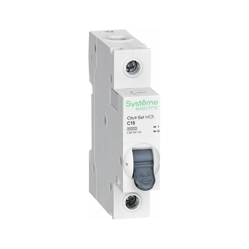 Автоматический выключатель Systeme Electric City9 set ав с, 16 А, 1 Р, 4.5 kА, 230 В (ранее EZ9F34116) C9F34116