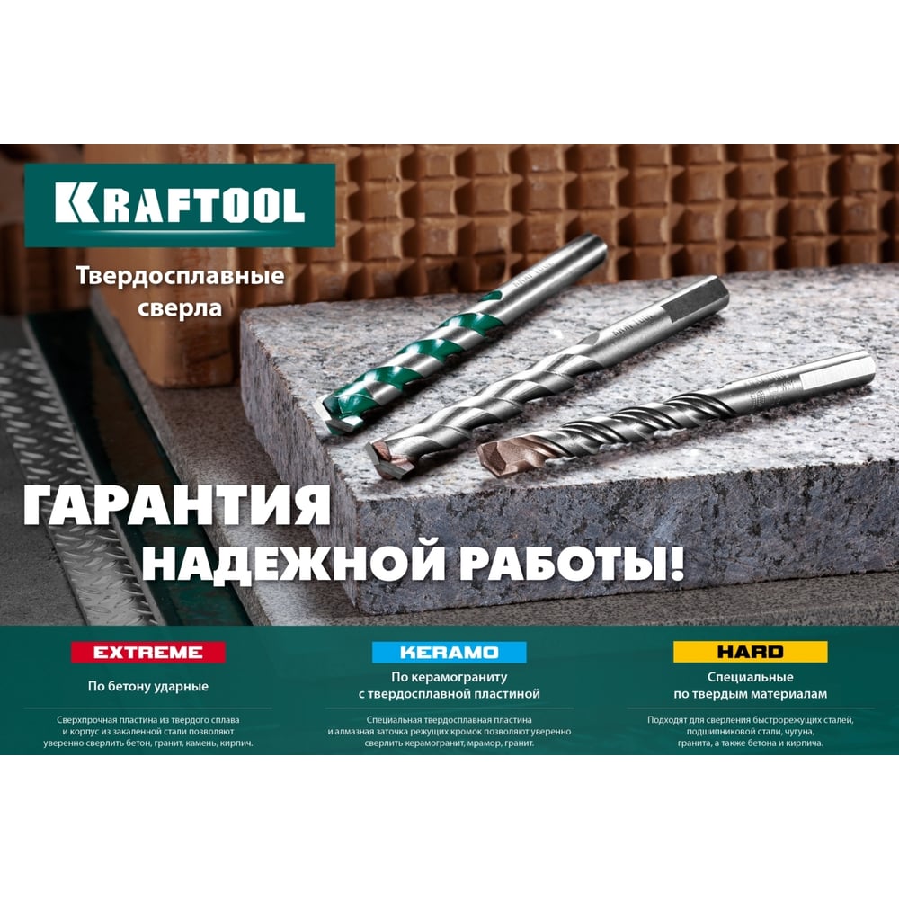 Сверло по керамограниту KRAFTOOL Keramo 8x120 мм 29175-120-8