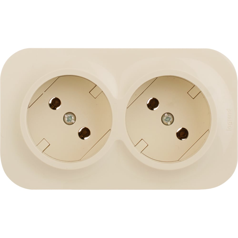 Розеточный блок Legrand двойной без заземления Legrand Quteo с предварительным подключением без шторок IP20 16А 250В винтовые зажимы накладной монтаж слоновая кость 782261