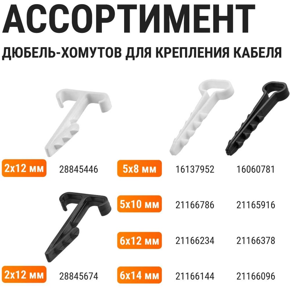 Дюбель-хомут для плоского кабеля TDM ELECTRIC 5-10 мм черный 100 шт SQ0539-0032