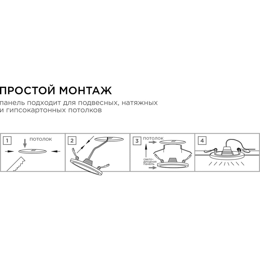 Светодиодная встраиваемая панель APEYRON 220В, 15Вт, CRI:80Ra, 1200Лм, Ф145/129, круглая 06-54