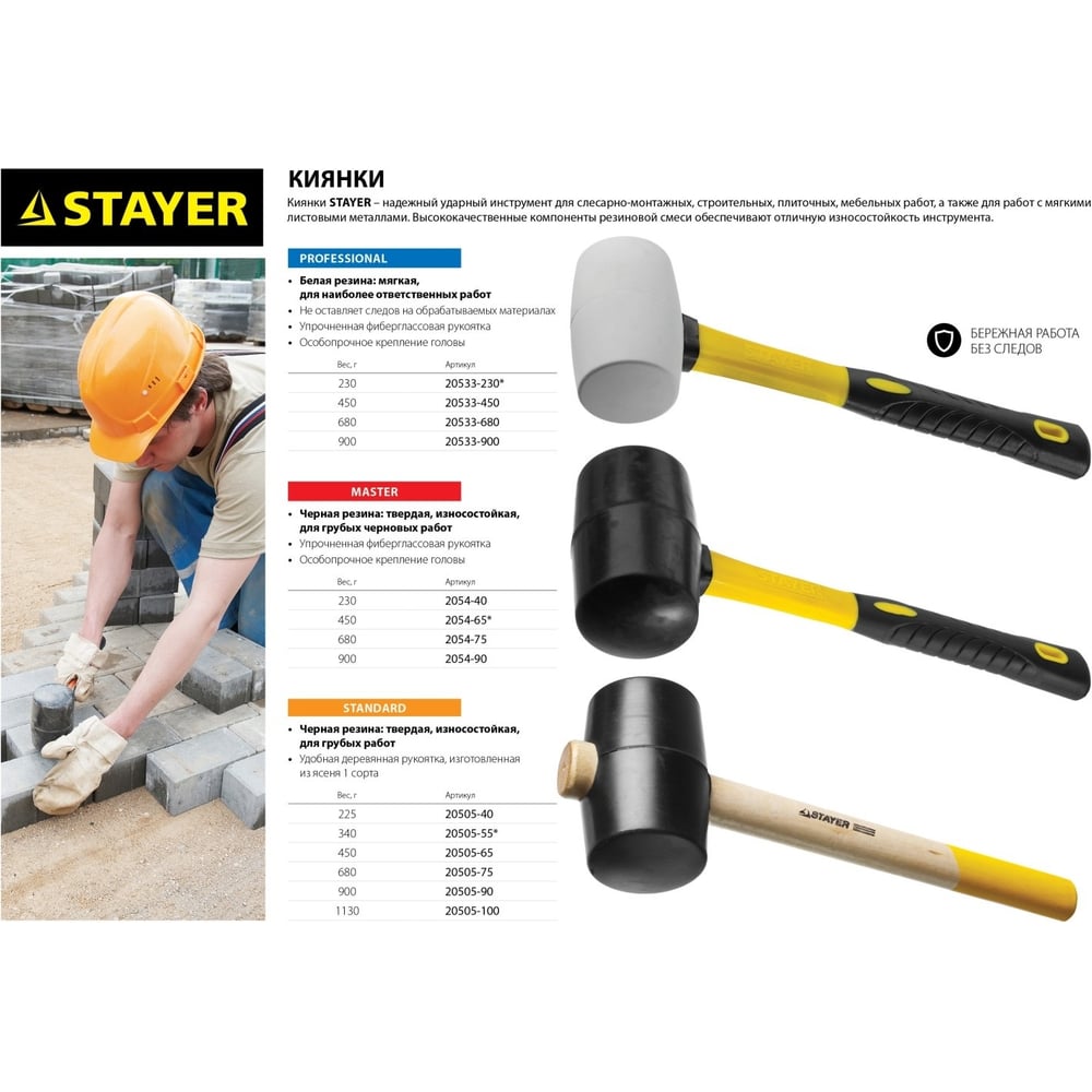 Чёрная резиновая киянка STAYER 680 г 20505-75