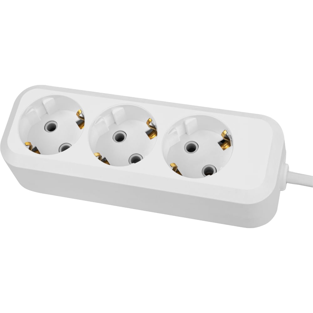 Удлинитель сетевой TDM ELECTRIC 3 розетки, 5 метров, с заземлением, 16 А, 3500 Вт, белый, SQ1303-1402