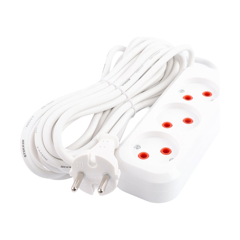 Удлинитель STEKKER 3 гнезда б/з 2x0,75, 7м , серия Home HM01-30-07 ,Ух-10 39212