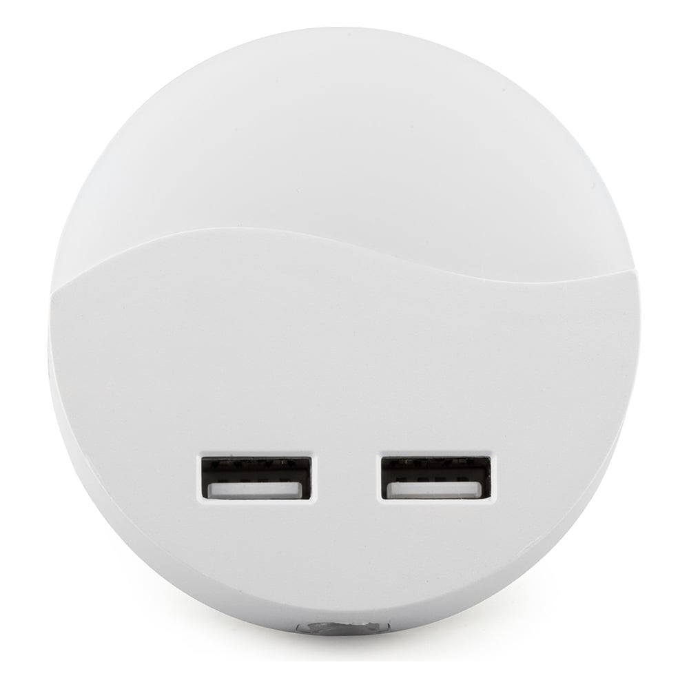 Светильник-ночник c двумя USB выходами и с датчиком освещенности FERON 0,5W, белый FN1122 41021