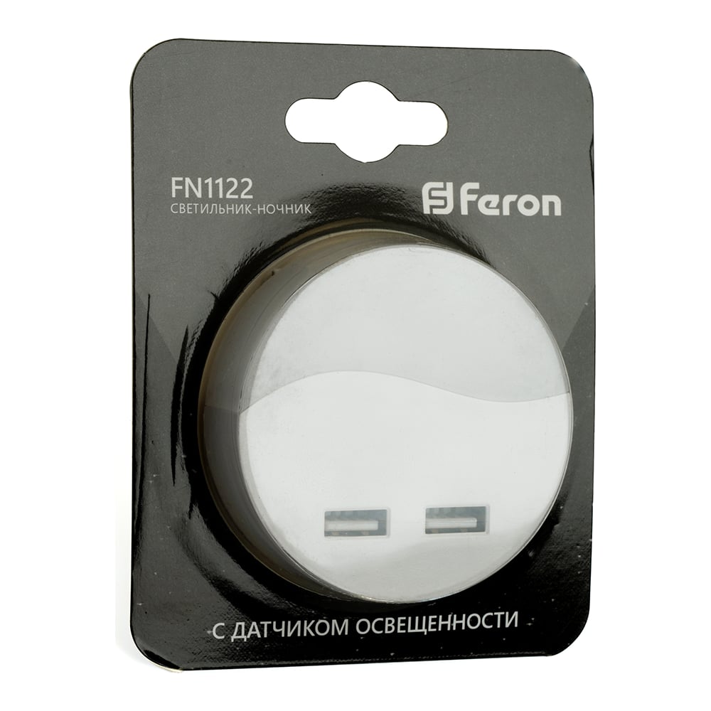 Светильник-ночник c двумя USB выходами и с датчиком освещенности FERON 0,5W, белый FN1122 41021