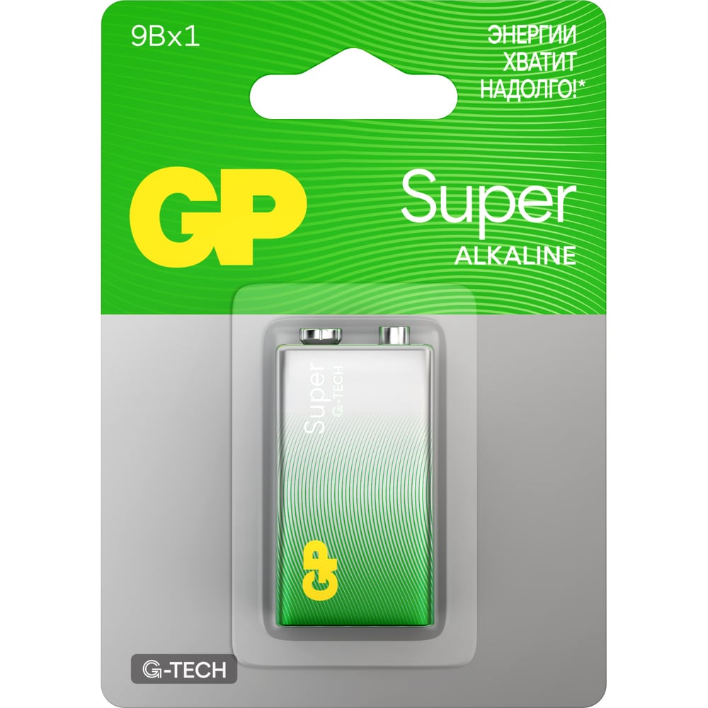 Батарейка крона GP 9V / 6LR61 алкалиновая щелочная Super Alkaline, 1 шт (1604AA21-BC1) 15783871