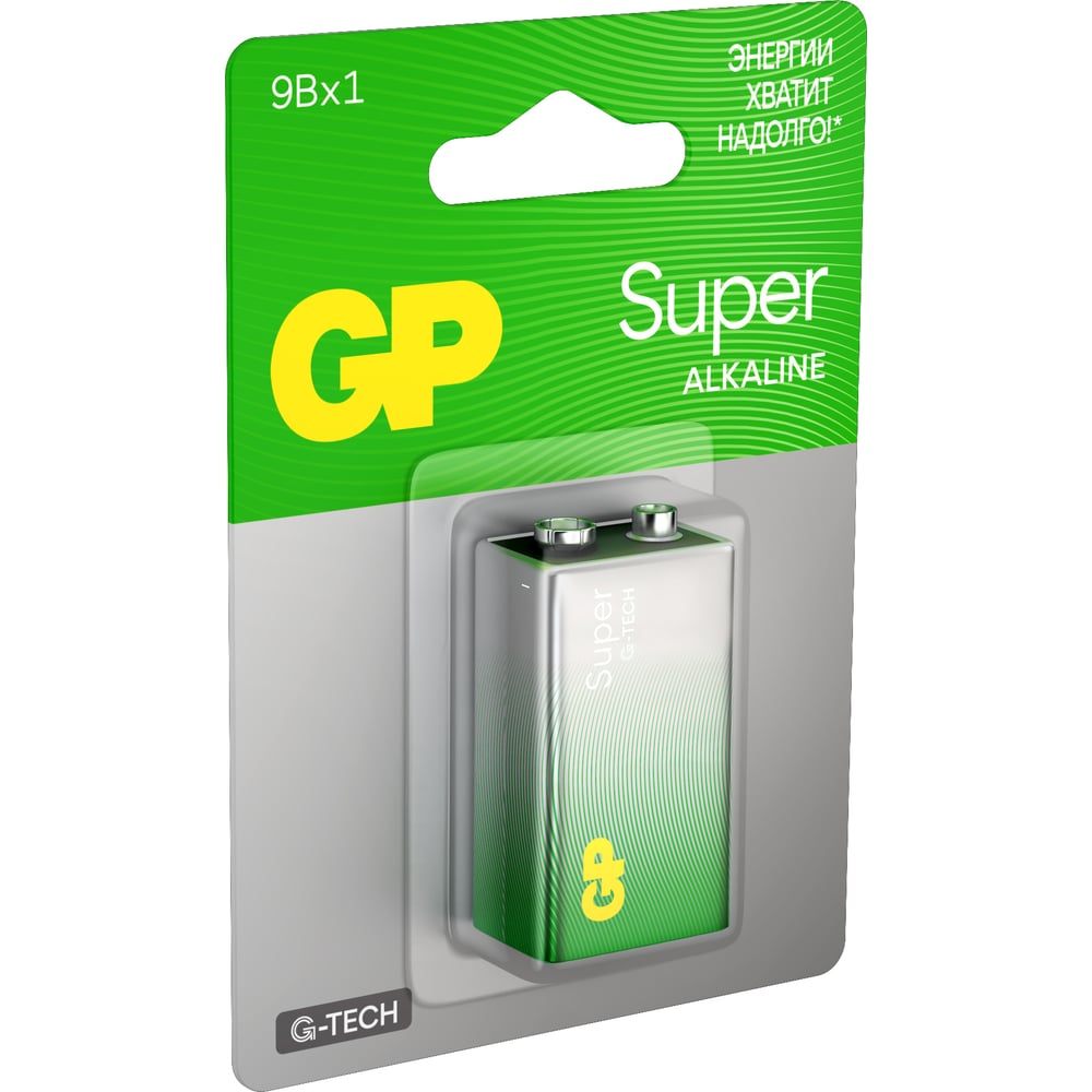 Батарейка крона GP 9V / 6LR61 алкалиновая щелочная Super Alkaline, 1 шт (1604AA21-BC1) 15783871