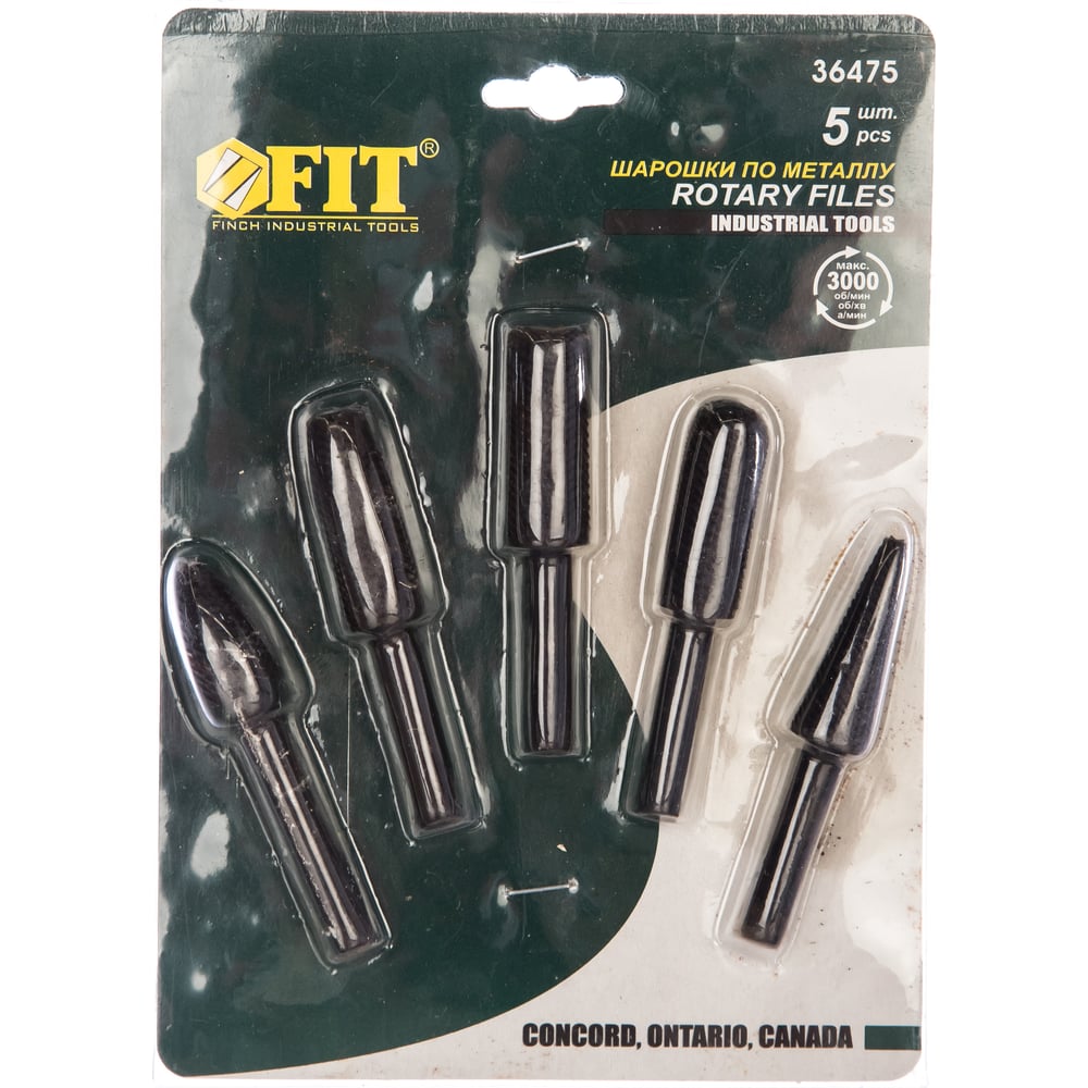 Шарошки металлические для фигурных отверстий, по металлу 5 шт. FIT IT 36475