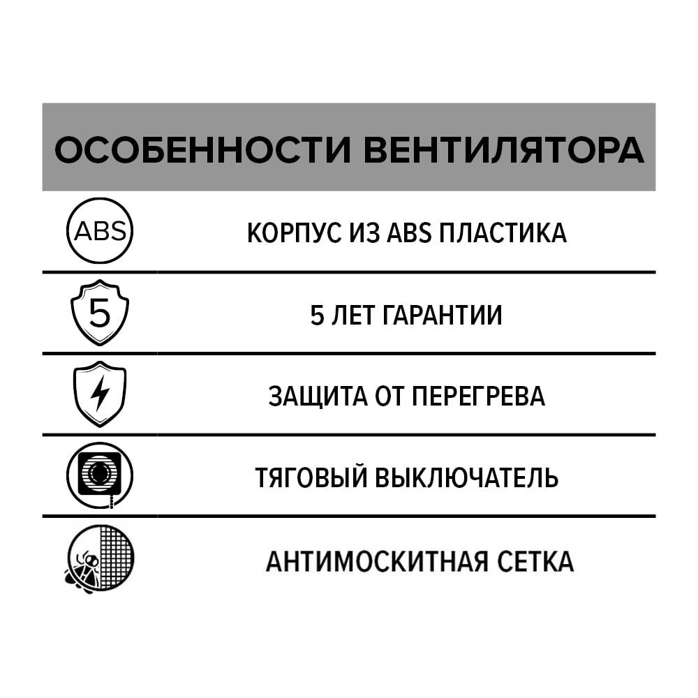 Осевой вентилятор с тяговым выключателем ERA D 100 E 100 -02 88-245