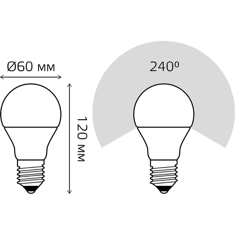 Лампа Gauss LED Elementary A60 20W E27 2700K SQ 23219