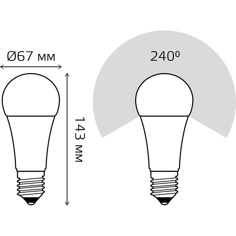 Лампа Gauss LED Elementary A67 25W E27 2000Лм 3000K SQ 73215