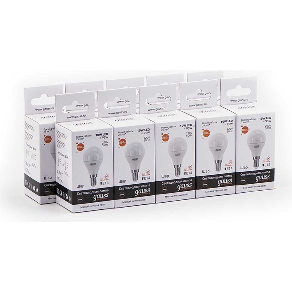 Лампа Gauss LED Elementary Шар 10W E14 880lm 3000K 53110