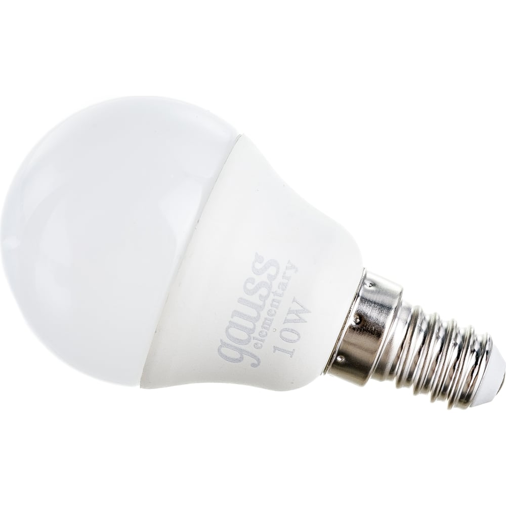 Светодиодная лампа Gauss Elementary Шар 10W 730lm 4100K Е14 LED 1/10/100 53120