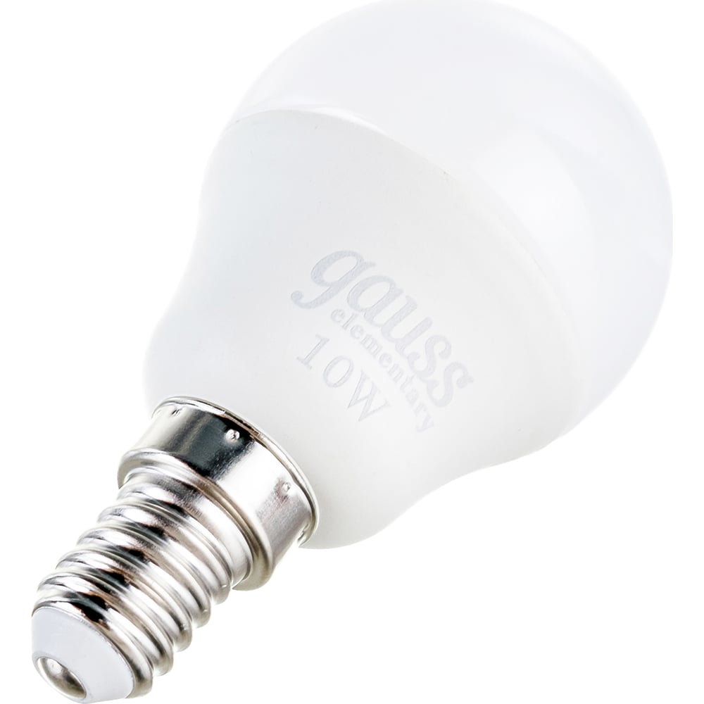 Светодиодная лампа Gauss Elementary Шар 10W 730lm 4100K Е14 LED 1/10/100 53120