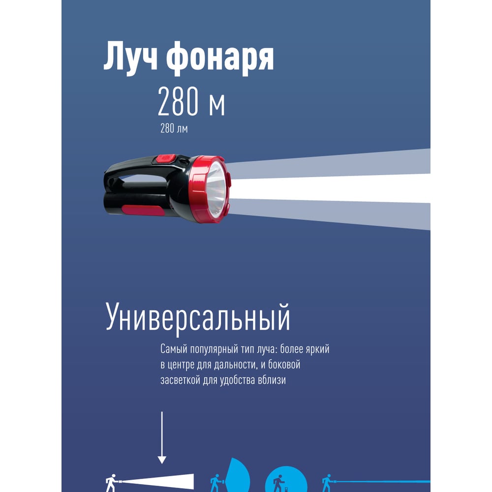 Светодиодный аккумуляторный фонарь КОСМОС Экономик 1х5Вт LED зарядка 220В 452439 KOCAc9105WLED