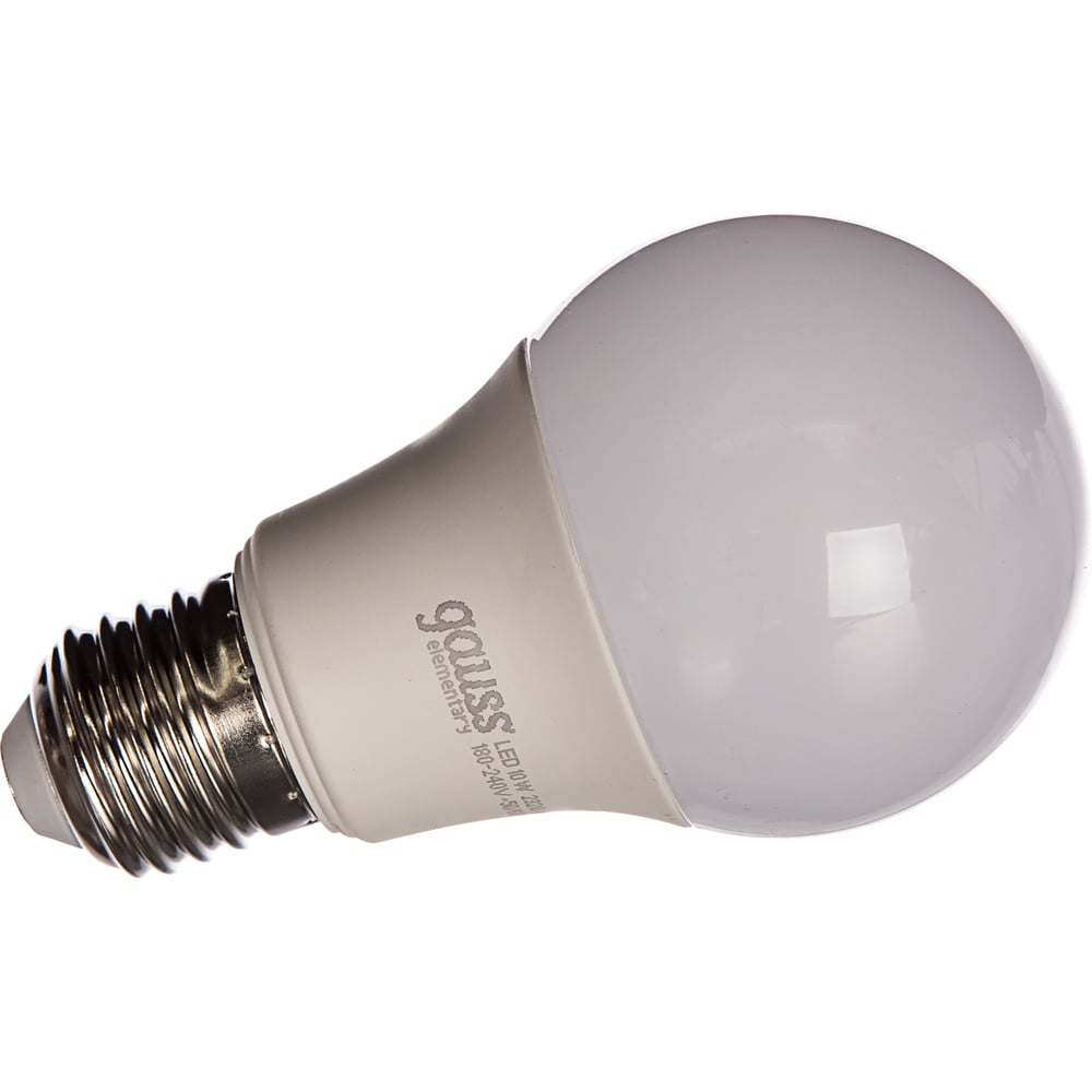 Светодиодная лампа Gauss Elementary A60 10W 880lm 3000K Е27 LED 1/10/50 23210