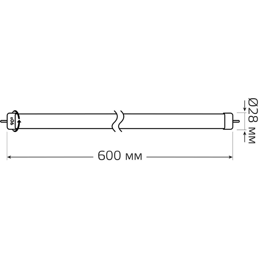 Лампа Gauss Elementary T8 10W 780lm 4000K G13 600mm стекло поворотная LED 93020-R