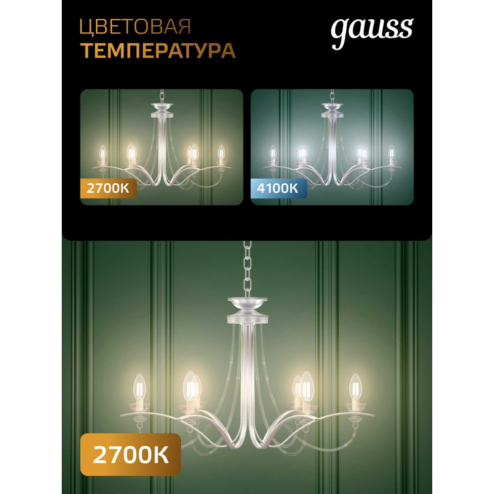 Лампа LED Gauss Filament Globe E27 5W 2700K 105802105