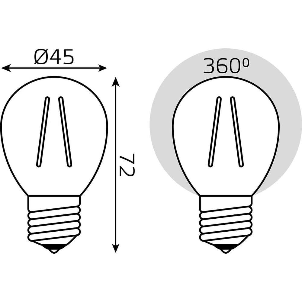 Лампа Gauss LED Filament Шар E27 9W 680lm 2700K 105802109